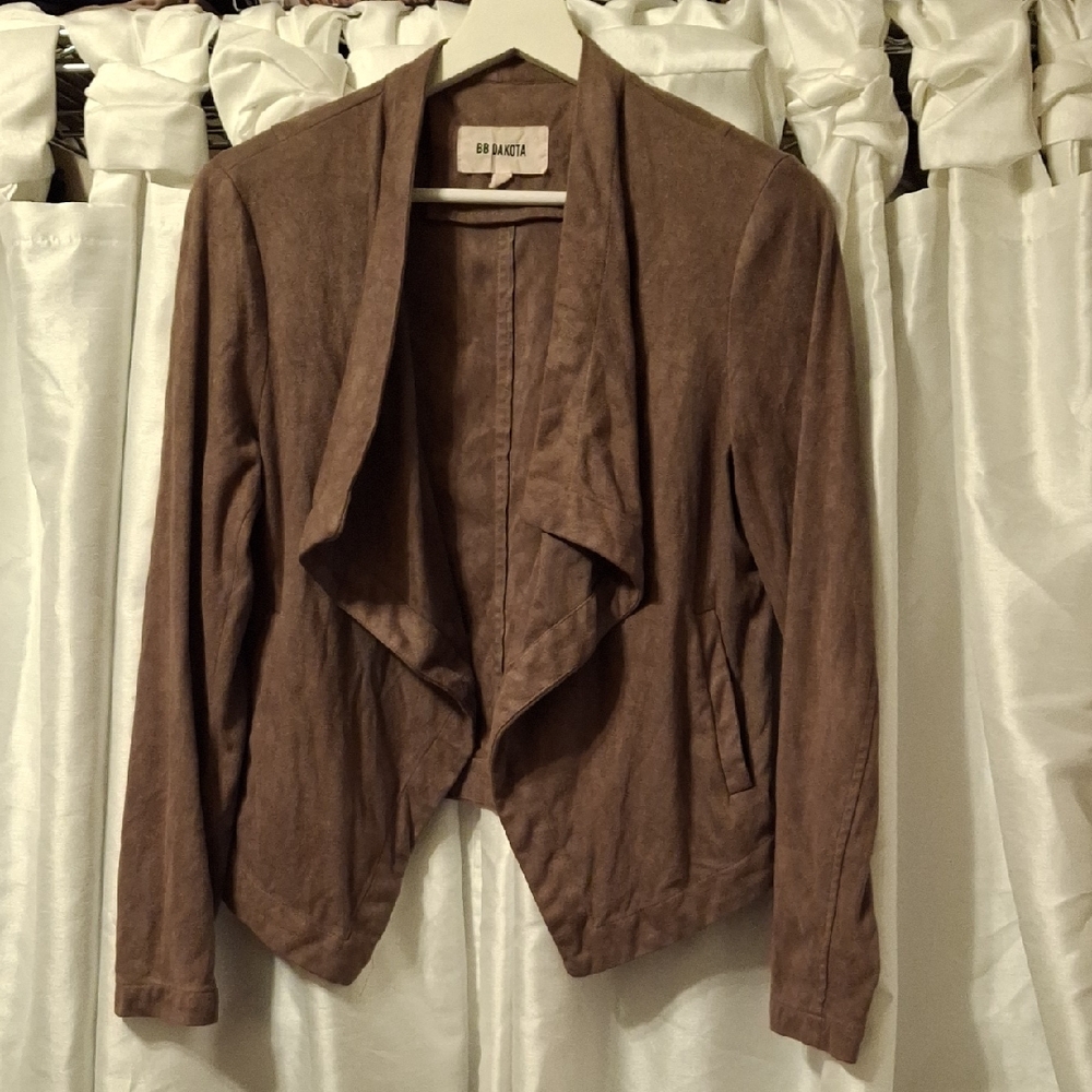 BB Dakota Tan Draped Open Jacket Small